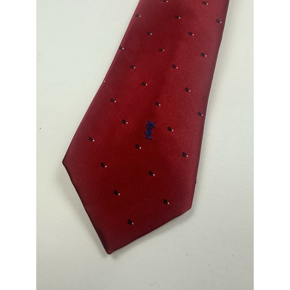 Yves Saint Laurent Men's Red Neck Tie Vintage YSL Neckwear